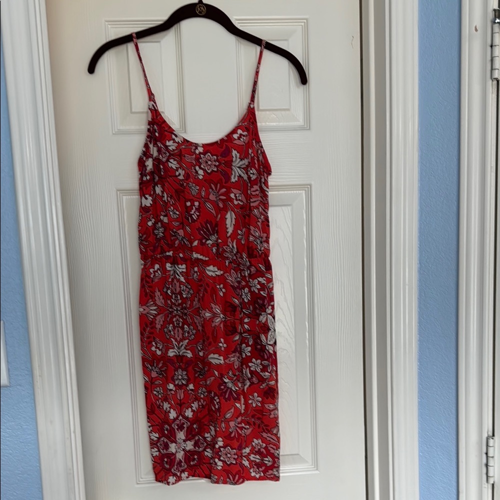 Old Navy Women's Red Paisley Scoop Neck Strappy Knee Shift Dress Size XS